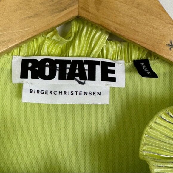 NEW Rotate Birger Christensen Sunny Lime Green Ivy Pleated Mini Dress Size 8 New - Picture 3 of 15